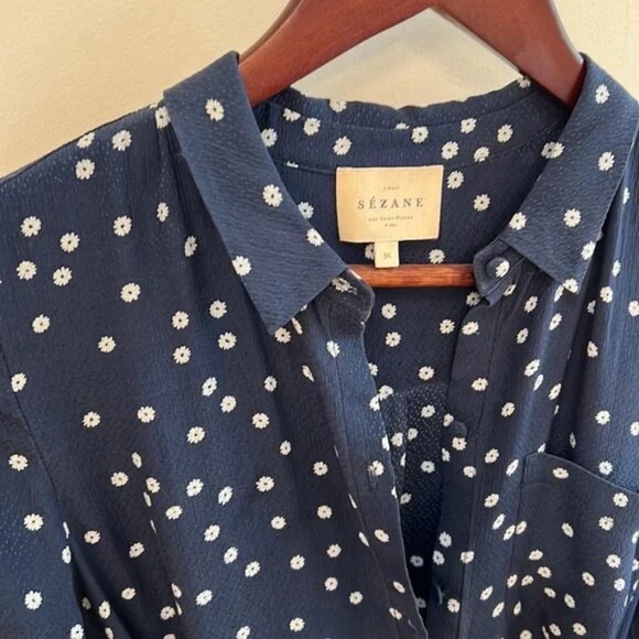 Sezane Lexie Navy Silk Dress - Picture 4 of 6